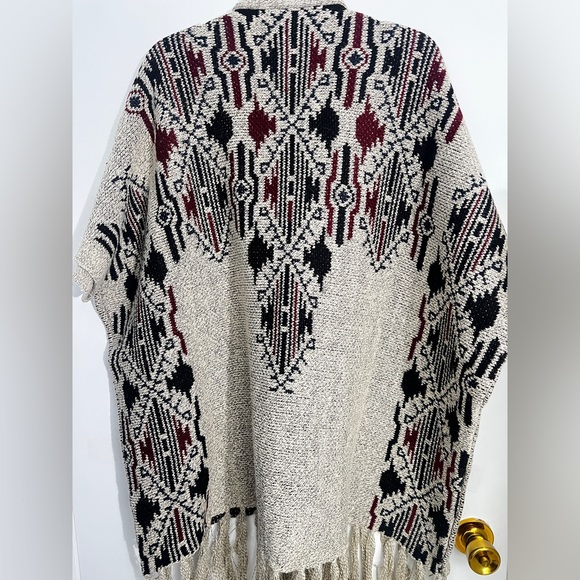 BOHO WESTERN ARGYLE KNIT OPEN FRONT CARDIGAN-OS - Picture 6 of 6